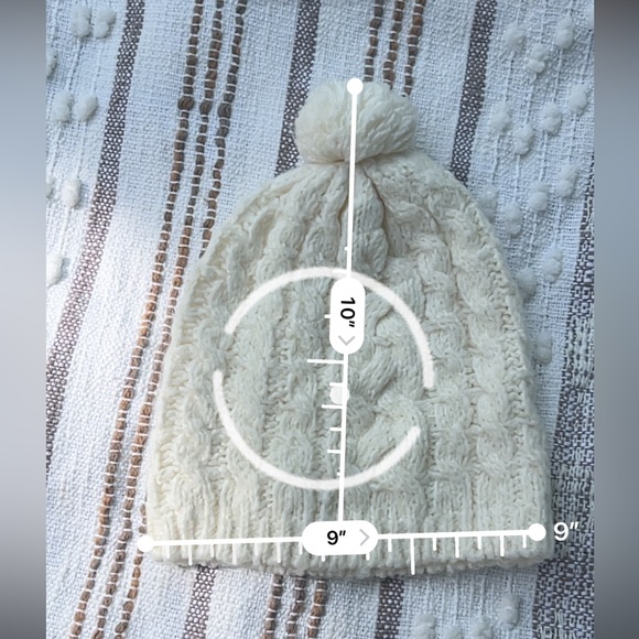 Anthropologie Knit White Beanie / Hat with pom pom OS winter accessories main image 4